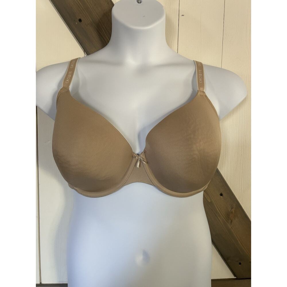 Lane Bryant Cacique Lined T-Shirt Style Underwire Support Nude Bra Size 40DDD